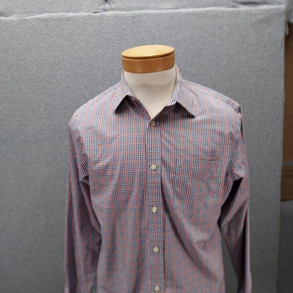 Banana Republic Long Sleeve Button Down Dress Shirt Red/Blue Plaid Men's Medium